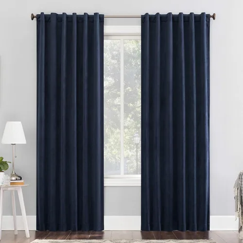 Vista 17 de Sun Zero Hampshire - Panel de cortina de terciopelo con reducción de ruido térmico, pestaña trasera, 100% opaco, 50" x 84", gris
