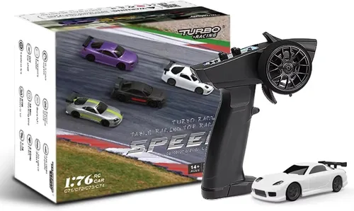 Vista 14 de 1:76 Turbo Racing Scale RC Sport Car, Carreras de mesa Control remoto Mini modelo de coche completo proporcional RTR Kit Juguetes (Baoma mini-rojo)