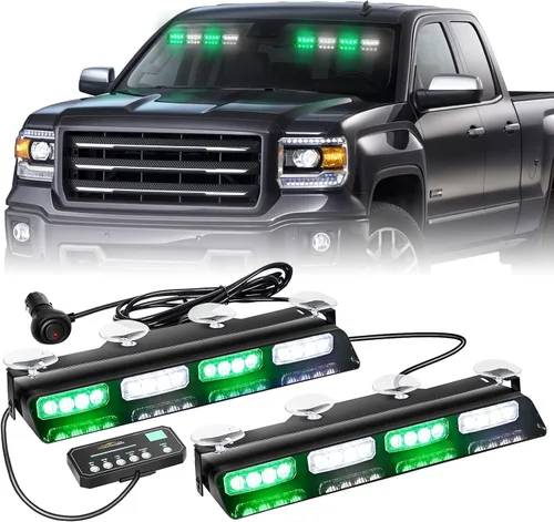 Vista 9 de XRIDONSEN Luces estroboscópicas de emergencia para salpicadero, advertencia intermitente de seguridad ámbar con controlador de pantalla digital