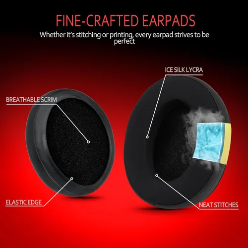 Vista 4 de Cooling-Gel - Almohadillas ovaladas grandes de repuesto para Turtle Beach Stealth ATH M50X / M40X / SteelSeries Arctis/HyperX Cloud y Alpha/Sony