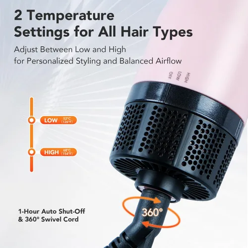 Vista 4 de Mini cepillo de secado de pelo de doble voltaje, 900 vatios, cepillo de aire caliente de cerámica ovalado de 2 pulgadas, secador de pelo de un solo