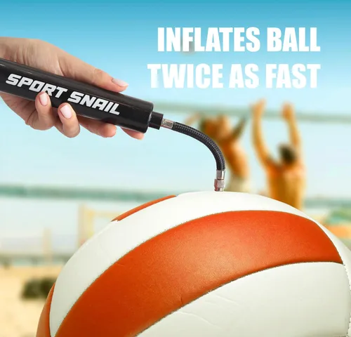 Vista 6 de Bomba de mano para pelotas – Bomba de aire portátil con aguja de 3 piezas y estuche compacto – Inflador deportivo pequeño – Voleibol, fútbol