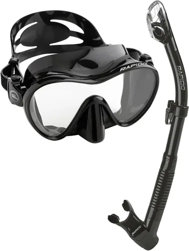 Vista 2 de Phantom Aquatics Juego de esnórquel sin marco con máscara de snorkel Negro