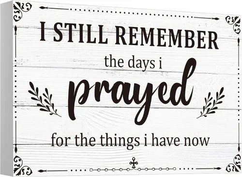 Vista 9 de Letrero inspirador con texto en inglés "I Still Remember The Days I Prayed", letreros inspiradores para mesa de estar, centros de mesa de madera