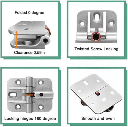 Vista 3 de Herrajes de puerta plegables, bisagras de bloqueo de 180 grados, paquete de 2 Zinc alloy torque hinges adjustable locking hinges 180 degree