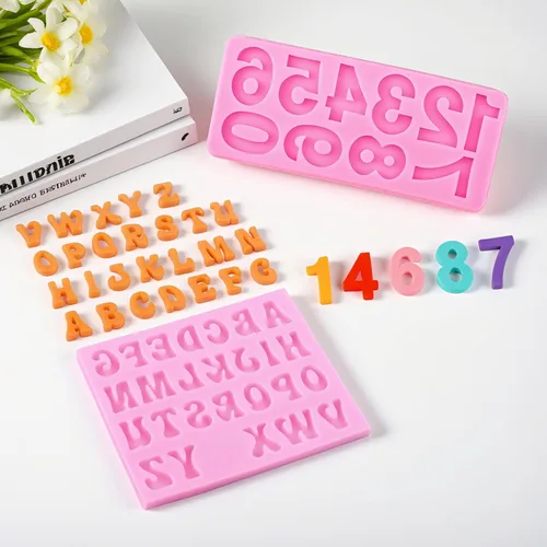 Vista 6 de 2 moldes de silicona grandes, 26 moldes de fondant con letras mayúsculas, del alfabeto número 0-9, molde de silicona para decoración de pasteles