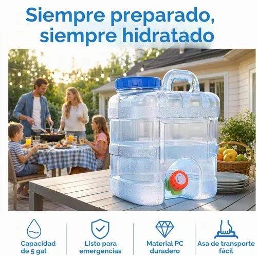 Vista 3 de Didiseaon - Jarra de agua de 5 galones, contenedor de agua para campamento, botella deportiva, contenedor de almacenamiento de bebidas, dispensador