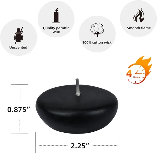 Vista 3 de Zest Candle Velas flotantes de 24 piezas, 2.25 pulgadas, color negro