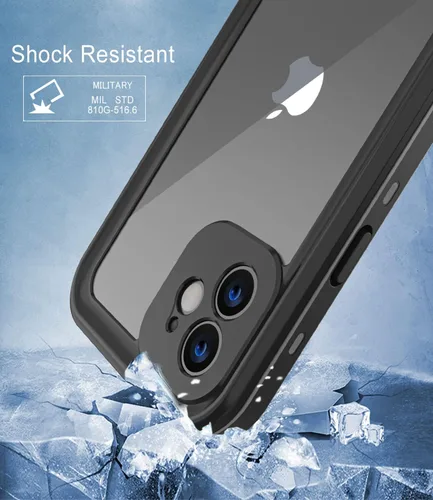 Vista 5 de Funda impermeable diseñada para iPhone 12 Mini, funda de cuerpo completo a prueba de golpes con protector de pantalla, a prueba de polvo para iPhone