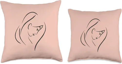 Vista 3 de Disney Princesa Mulan Sketch Blush Pink Throw Pillow (16.0 x 16.0 in), multicolor