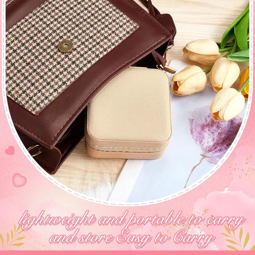 Vista 4 de 6 piezas de joyería de viaje, organizador de viaje, caja de joyería pequeña, cajas de regalo para dama de honor, mini organizador de almacenamiento