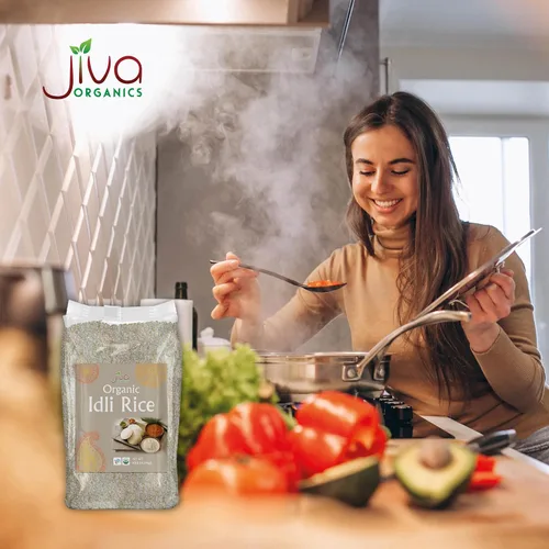 Vista 6 de Jiva Organic Idli Rice - Bolsa de 10 libras, sin OMG, orgánico USDA, vegano, perfecto para Idli y Dosa, arroz parboiled de grano corto