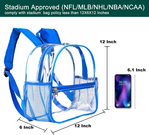 Vista 32 de Keepcross Mochila transparente de 12 x 6 x 12 pulgadas para eventos de estadio, bolsa transparente para estadios, eventos deportivos, festivales