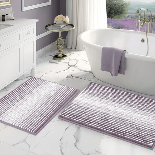 Vista 62 de BSICPRO Tapetes de baño de felpilla, 20 x 32 pulgadas, antideslizantes, absorbentes, suaves, peludos, para baño, lavables a máquina (salvia)