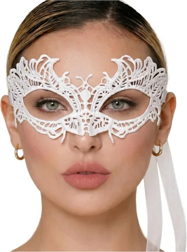 Vista 32 de Masquerade Mask For Women Lace Masquerade Mask for Masquerade Party, Proms, Venetian Party, Mardi Gras, Halloween & Cosplay Ana Bg Pluma de Pavo Real