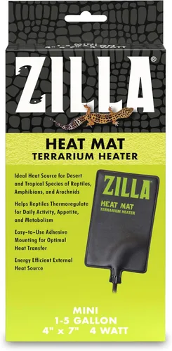 Vista 12 de Zilla Alfombrillas térmicas de terrario negras pequeñas, 10-20 galones, 8 vatios Terrarium Heater for Reptiles, Snakes