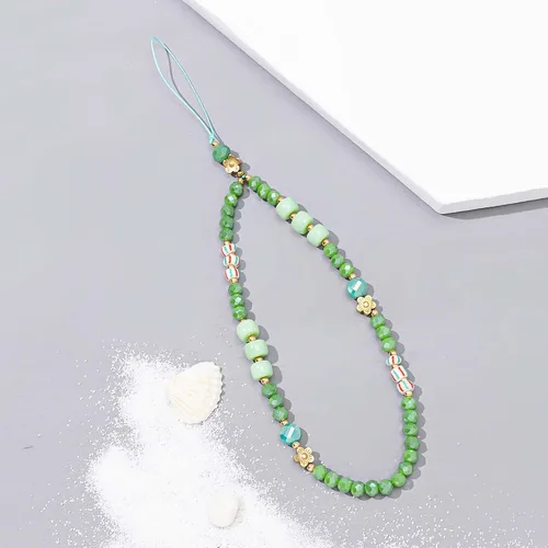 Vista 5 de Beaded Phone Charm Cute Fixed Beads Pearl Wristlet Chain Camera Wrist Strap CarKey Lanyard