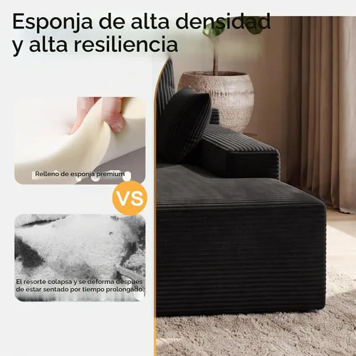 Vista 6 de Sofá modular moderno de 96 pulgadas, sofás modulares convertibles en forma de L, sofás tapizados con asiento profundo, sofá de esponja apto