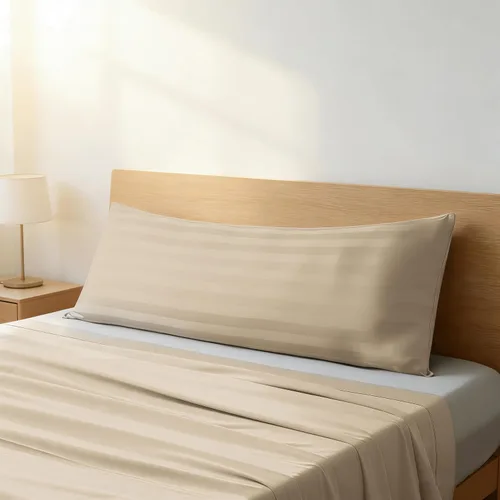 Vista 23 de Juego de 2 protectores de almohada 100% algodón egipcio, 600 hilos tamaño estándar con cremallera, fundas refrescantes de tejido satinado, Beige