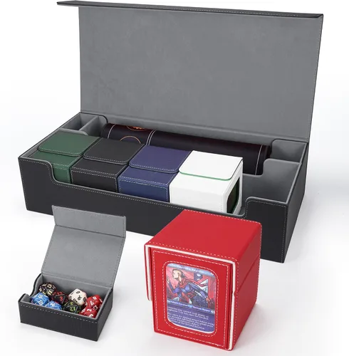 Vista 23 de AFIING MTG Caja de Mazo para Commander Display, Caja de Cartas que Cabe 100 Cartas con Doble Funda, Caja de Almacenamiento Magic Commander TCG con 2