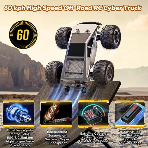 Vista 3 de Jelife Autos RC 1:16 sin escobillas para adultos, camión de control remoto rápido de 60 KPH 4WD de alta velocidad, autos de control remoto