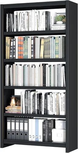 Vista 11 de Estantería de Libros, Librero Resistente de 5 Niveles, Estantería Ajustable, Gran Capacidad por Estante, Libreros Modernos para Sala de Estar