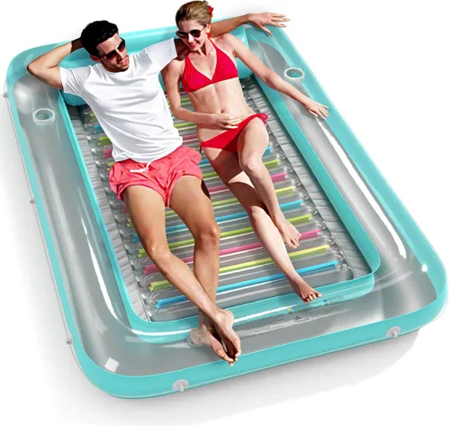 Vista 23 de Jasonwell - Flotador inflable para piscina, 4 en 1, almohadilla para tomar sol para adultos, relajarse en la piscina, flotador lleno de juguetes