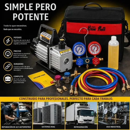 Vista 3 de Aire bomba de aspiradora Xtremepowerus HVAC – A/C refrigeración kit colector ac gauge set