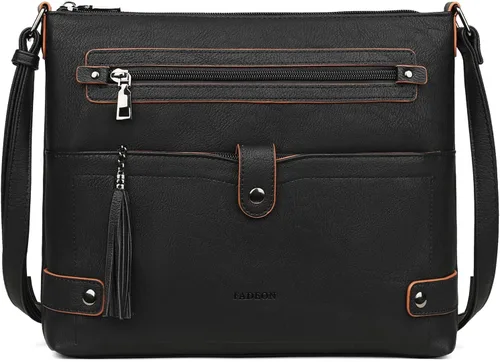 Vista 13 de FADEON Bolsos cruzados grandes para mujer, bolso cruzado de cuero de diseñador, bolso de hombro con múltiples bolsillos