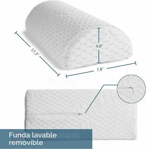 Vista 6 de ComfiLife Almohada de rodilla para dormir boca arriba – Almohada cilíndrica 100% de espuma viscoelástica para piernas – Almohada debajo