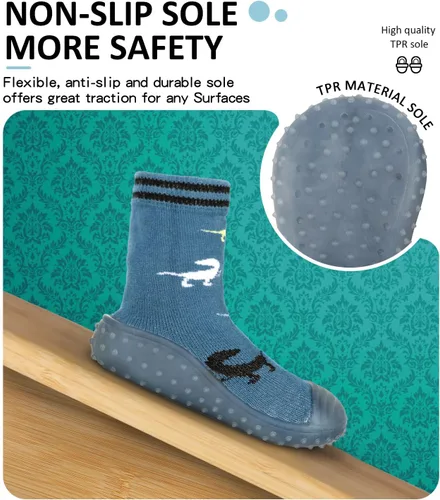 Vista 4 de Zapatos de calcetín para bebés y niños, suela de goma antideslizante, ligeras, elásticas, para el primer paseo, para recién nacidos, zapatos