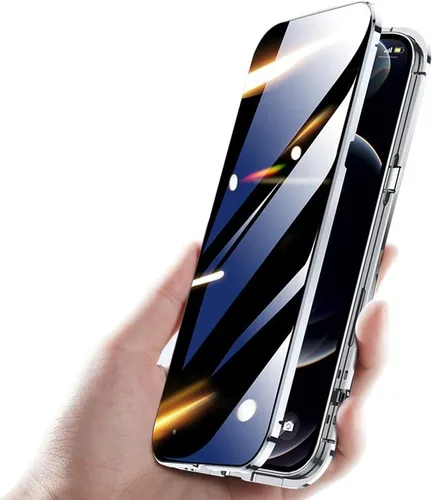 Vista 12 de Funda antimiradas con cerradura para iPhone 13 Pro, funda magnética de vidrio con protector de lente de cámara integrado, protector de pantalla