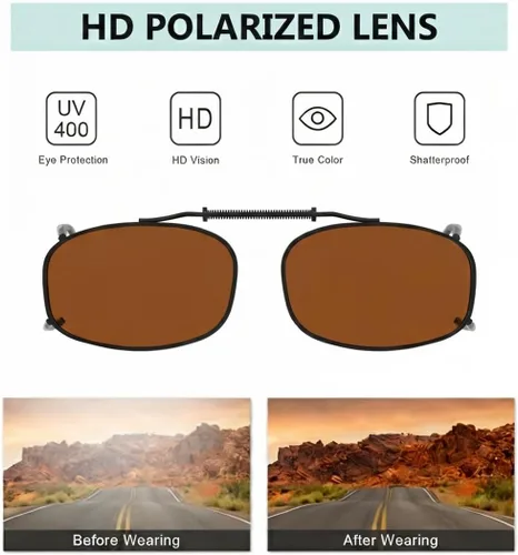 Vista 5 de Eyekepper Gafas de sol con clip para hombre, lentes marrones, 2.047 x 1.260