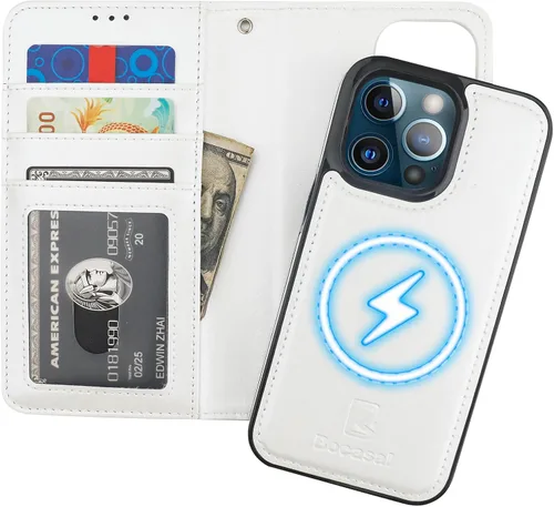 Vista 17 de Bocasal Funda tipo cartera desmontable para iPhone 13 Pro con bloqueo RFID, ranuras para tarjetas, soporte de cuero PU premium con soporte magnético