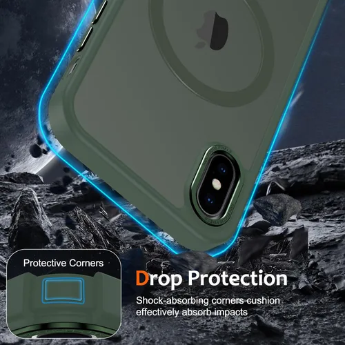 Vista 403 de Anuck - Funda magnética para iPhone 11 compatible con MagSafe, carcasa trasera mate translúcida dura, borde de TPU, delgada, resistente a impactos