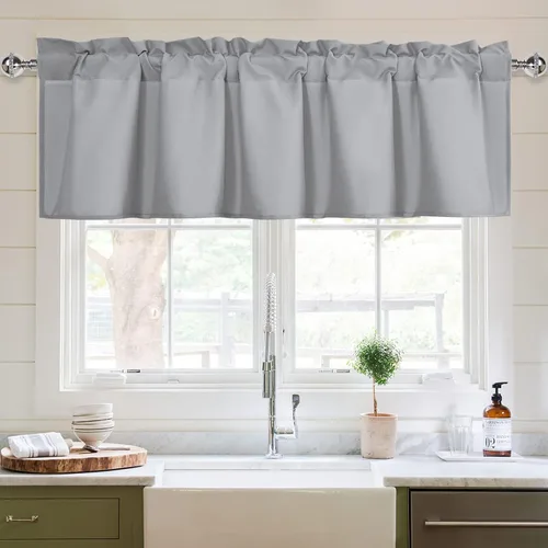 Vista 8 de XWZO Cortinas de cenefas de cocina para ventanas, sala de estar, dormitorio, baño, cubiertas superiores, estilo granja rústico, comedor, aislamiento