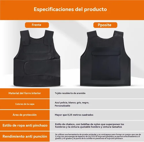 Vista 3 de Chaleco táctico de seguridad, ropa interior protectora antiapuñalamiento, tela impermeable + capa de cojín interior, para seguridad a prueba
