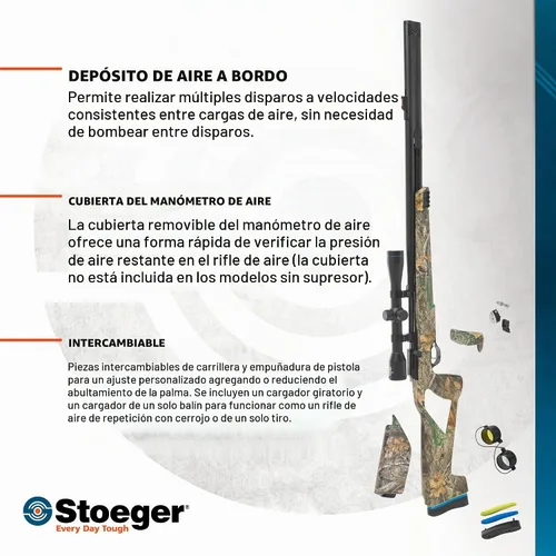 Vista 6 de Stoeger Rifle de Aire XM1 PCP + Mira - Calibre .22 - Realtree Edge con Perdigones de Punta X-Power Dome