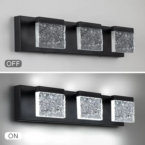 Vista 3 de EDISLIVE Moderna lámpara de tocador de baño de 21.7 pulgadas, 3 luces LED regulables para pared de baño, para sala de estar, dormitorio, 6000 K