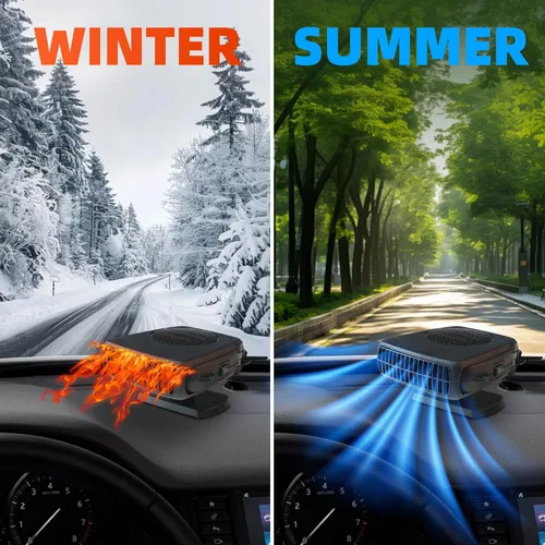 Vista 7 de Calentador de coche, 12 V 200 W portátil descongelador rápido y desempañador, nuevo modelo 2026, calentador y ventilador de enfriamiento 2 en 1