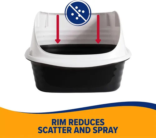 Vista 5 de Arm & Hammer Caja de arena para gatos con bordes altos y Microban, fabricada en Estados Unidos Tall sturdy walls help contain spray, scatter and