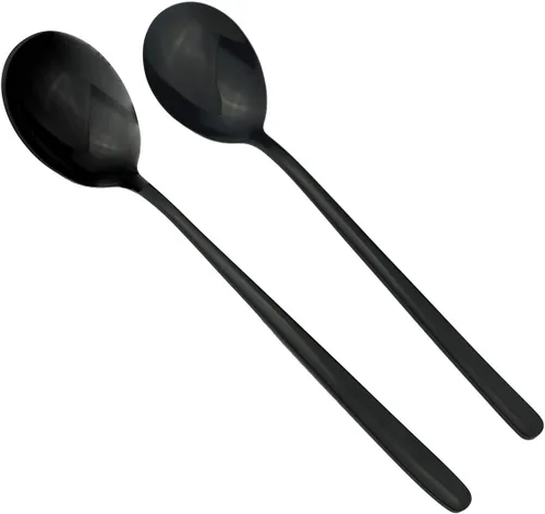 Vista 5 de Mirror Poblished - Juego de cubiertos negros de 5 piezas de acero inoxidable para 1, juego de cubiertos de acabado satinado para el hogar