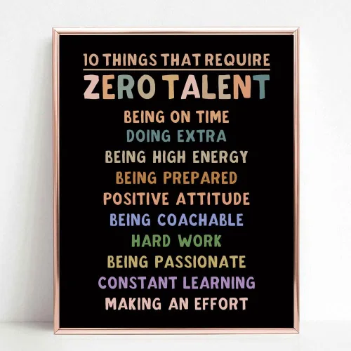 Vista 3 de 10 cosas que requieren cero talento para aula, póster motivacional para estudiantes, atletas y entrenadores, arte de pared de liderazgo inspirador