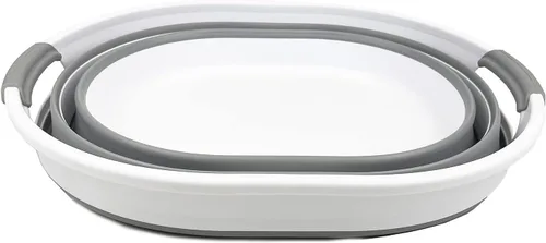 Vista 6 de Collpasible - Cesta de lavandería plegable (23 litros (blanco/gris)