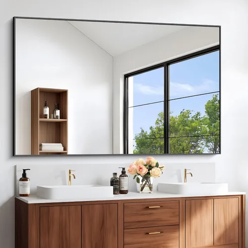 Vista 18 de DESBING 16"x20" Bathroom Mirror for Over Sink, Black Framed Wall Mirror Negro