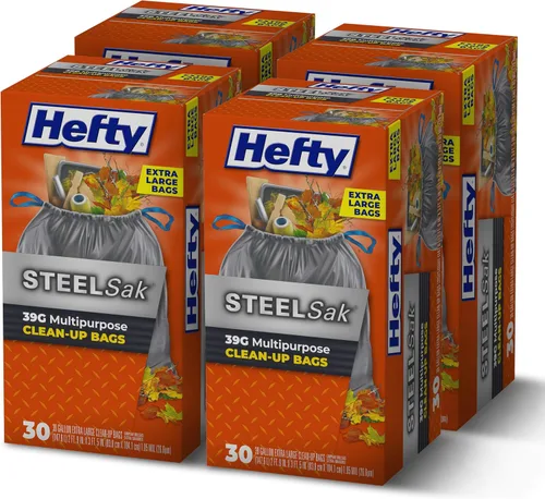 Vista 8 de Hefty Steelsak - Bolsas de basura grandes resistentes, color gris, sin perfume, 39 galones, 30