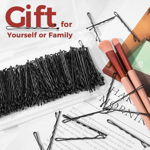 Vista 4 de 300 horquillas negras, horquillas para el cabello para mujeres, niñas y niños, pinzas para el cabello de ondas invisibles a granel con caja de Negro