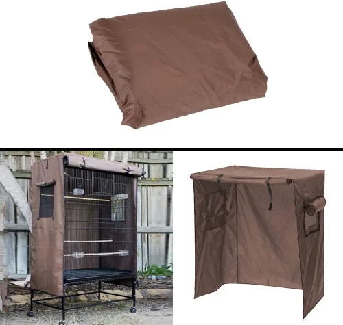 Vista 5 de Funda para jaula de pájaros, plegable, funda para jaula de mascotas, resistente al agua, para jardín, a prueba de lluvia, a prueba de viento, hogar