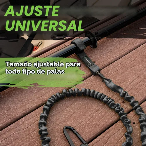Vista 3 de Kayak Paddle Leash, Stretchable Bungee Cord w/ Carabiner Clip Negro