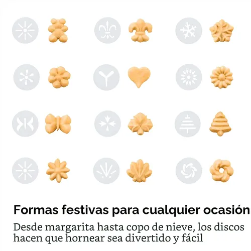 Vista 8 de OXO Good Grips Juego de Prensa para Galletas de 14 Piezas, Prensa para Galletas con 12 Discos de Acero Inoxidable y Estuche de Almacenamiento